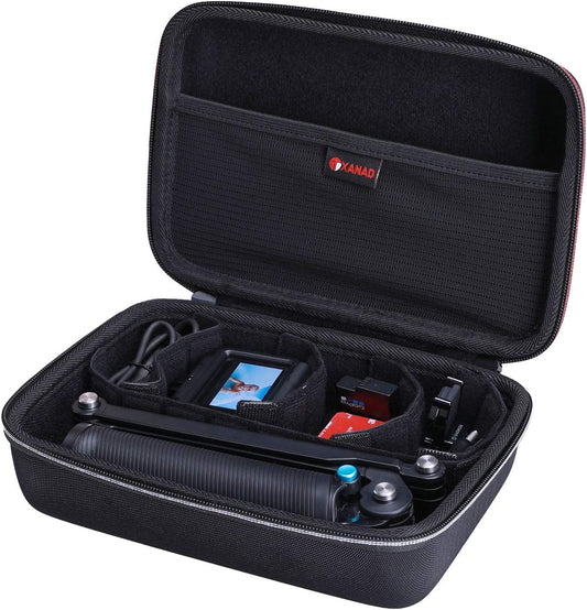 Hard Case for Gopro Hero 12/11/10/9 / 8/7 / 6/5 / MAX or Insta360 GO 3 Waterproof Digital Action Camera,Fit 9.3'' X 6.5'' X 3.3'' Camera,With 4 Moveable Dividers