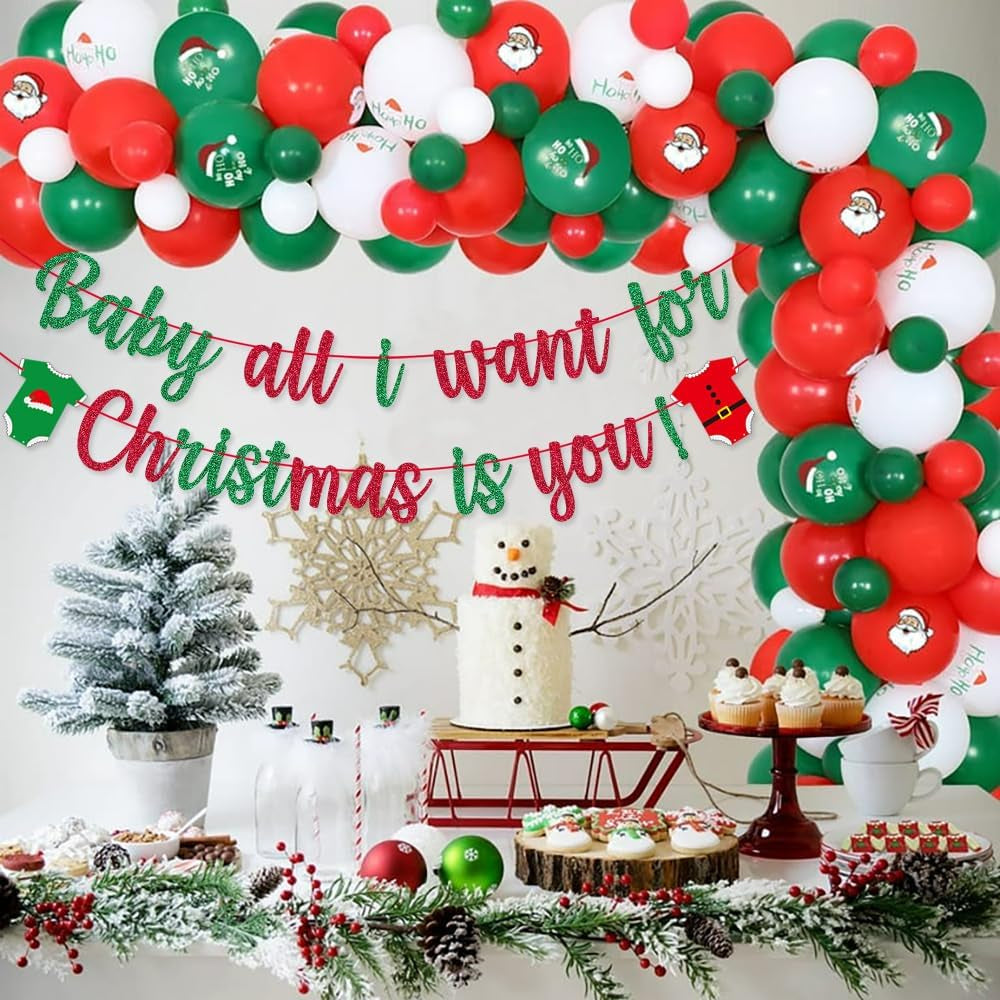 Baby All I Want for Christmas Is You Banner for Christmas Baby Shower Winter Baby Shower Decorations