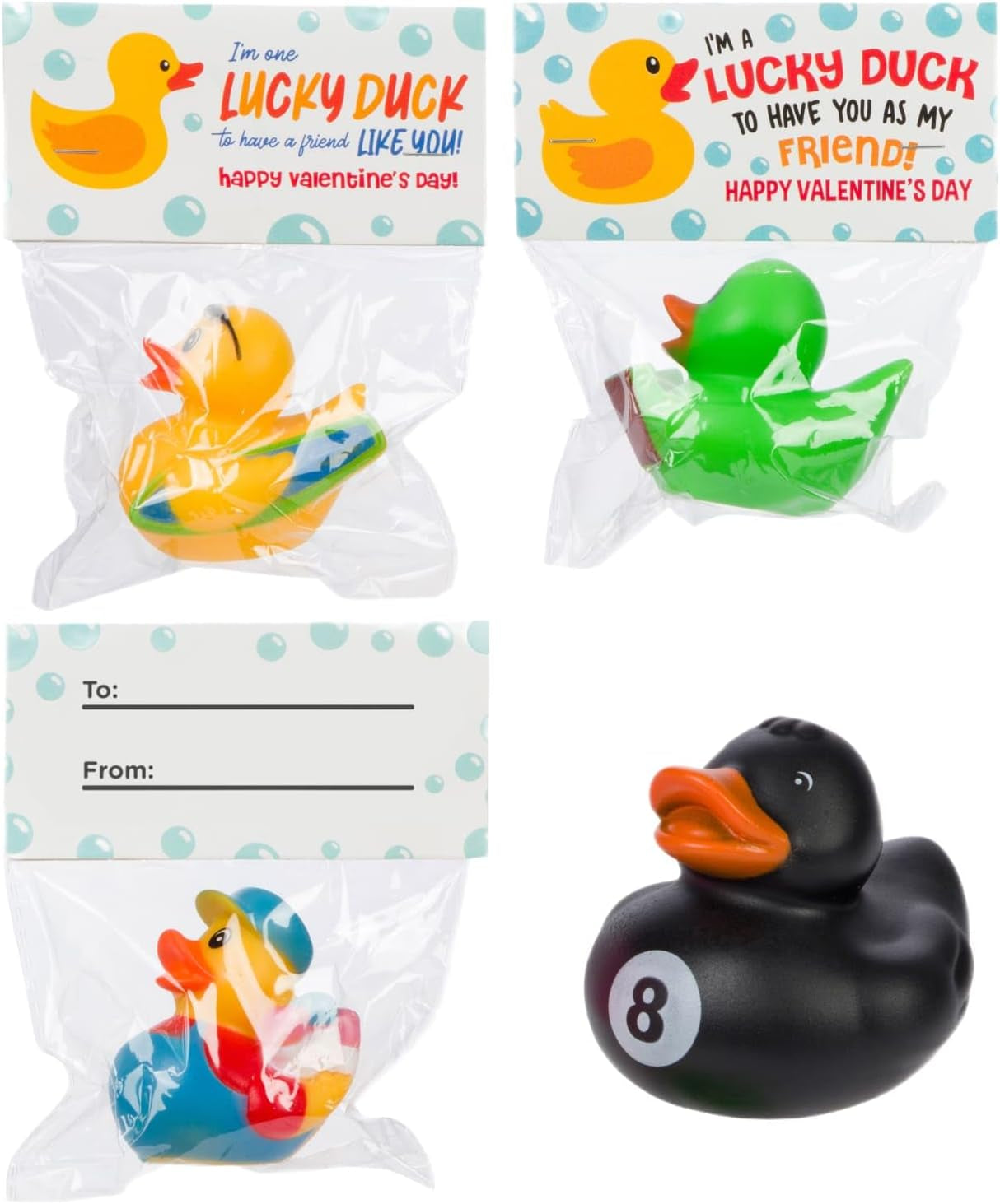 30 Exchange-Ready Rubber Ducks and Valentine'S Day Cards for Kids' School Classroom - Valentine'S Day Gifts for Kids - Class Valentine'S Exchange - Kids' Valentine'S Day Cards Party Favors