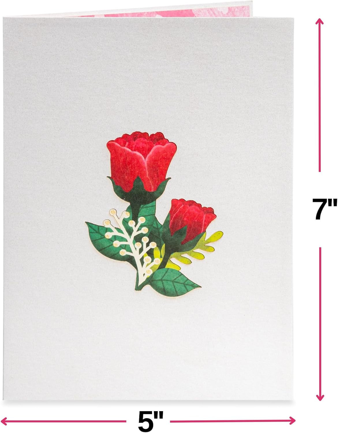 Valentines Day Card, 3D Lovely Roses Pop up Card, Gift for Birthday, Wedding, Anniversary, Mothers Day, Thank You, Get Well, All Occasion - 5" X 7" Cover - Includes Envelope and Note Tag