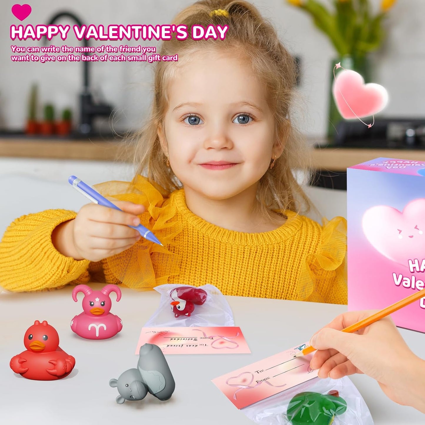 Valentines Day Gifts for Kids Includes 24 Pack Rubber Duck and Valentine Cards, School Valentine'S Day Party Exchanges Gifts