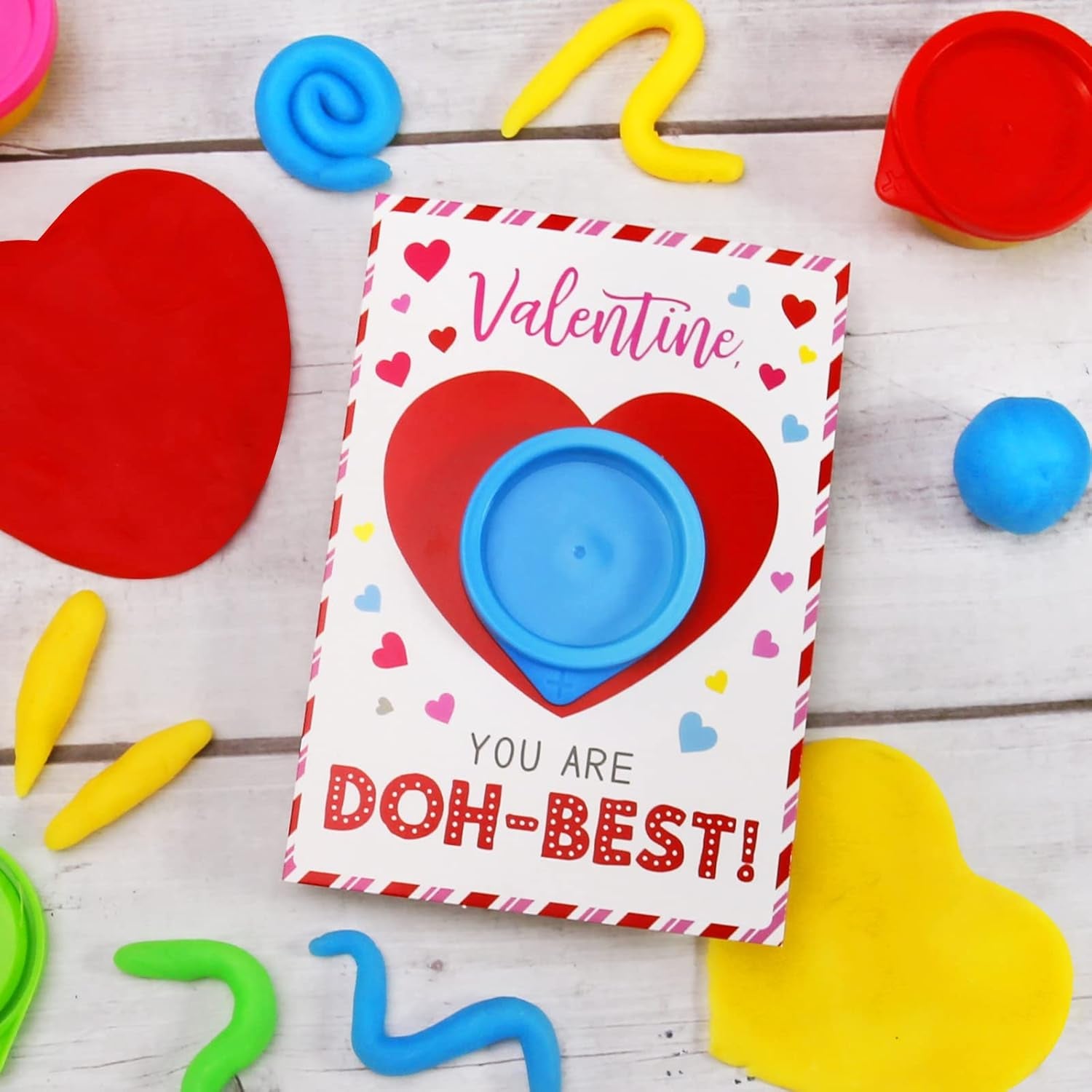 Valentines Day Gifts for Kids - 24 Pack Valentines Cards with Playdough for Kids Classroom Exchange, Valentines Party Favors for School Toddlers Girls Boys