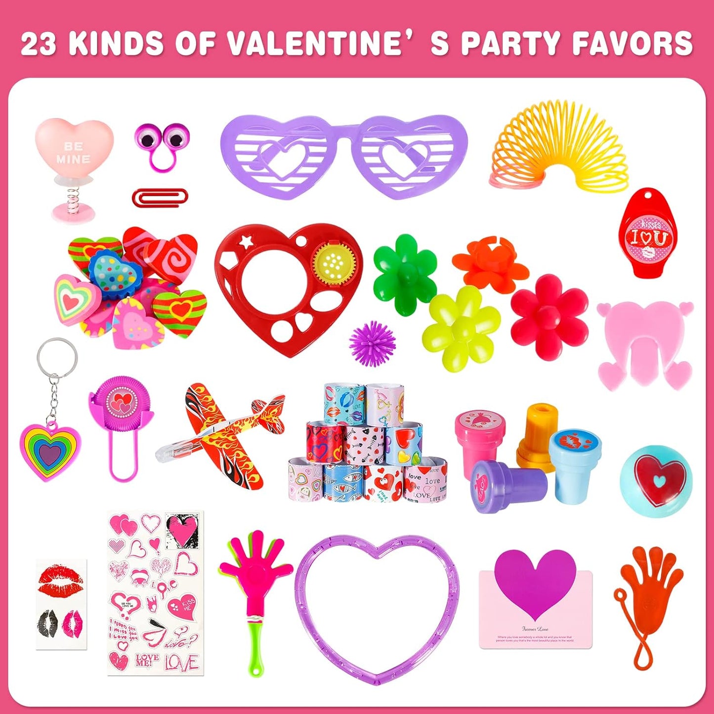 156 Pcs Valentine Day Gifts for Kids Assortment Toys for School Classmates Exchange Party Supplies Favors Valentines Cards Stamper Stickers Boys Girls Classroom Prizes Rewards Party Favors