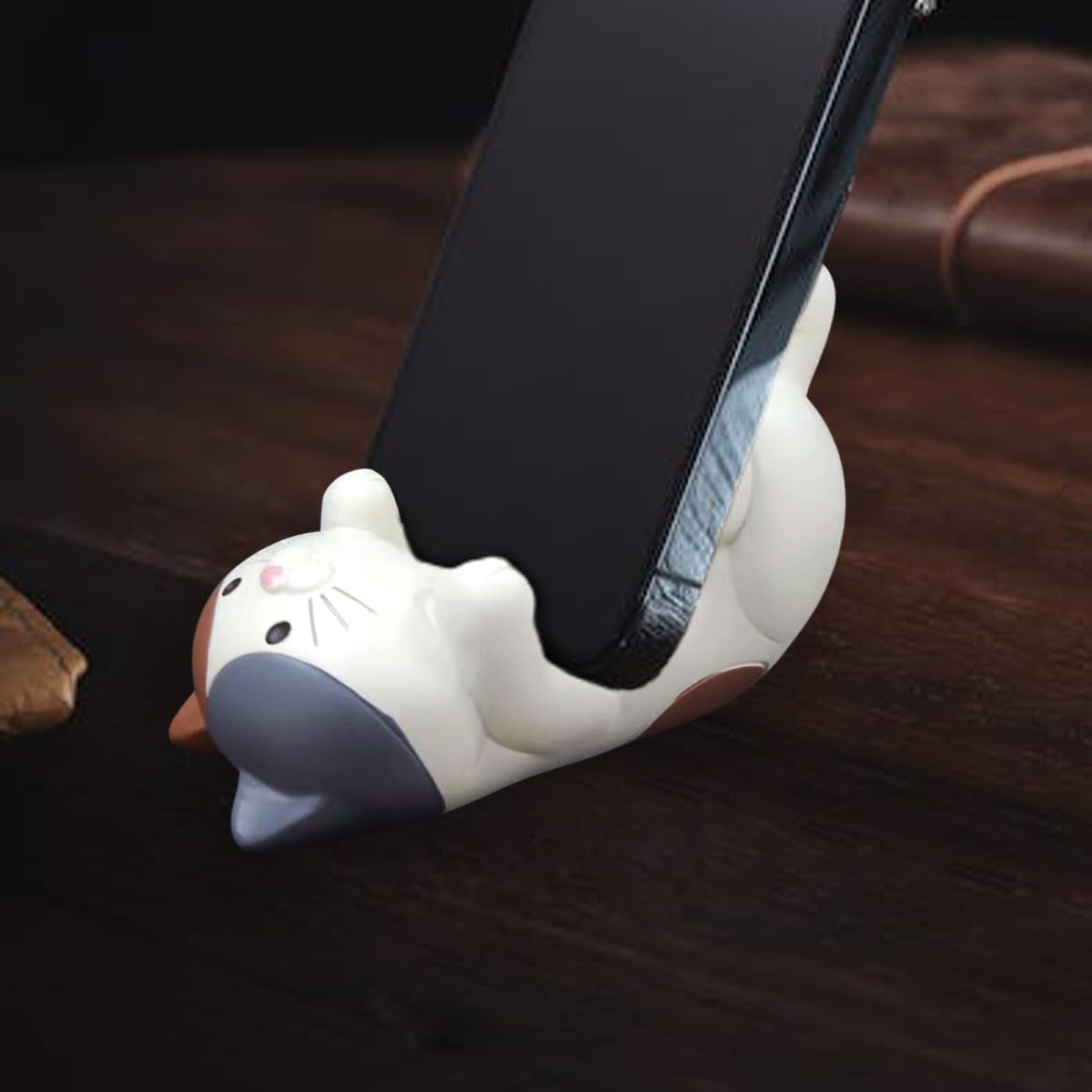 2Pcs Cute Cat Phone Holder, Resin Creative Cartoon Cat Phone Stand Compatible for All Cellphones Home Decor