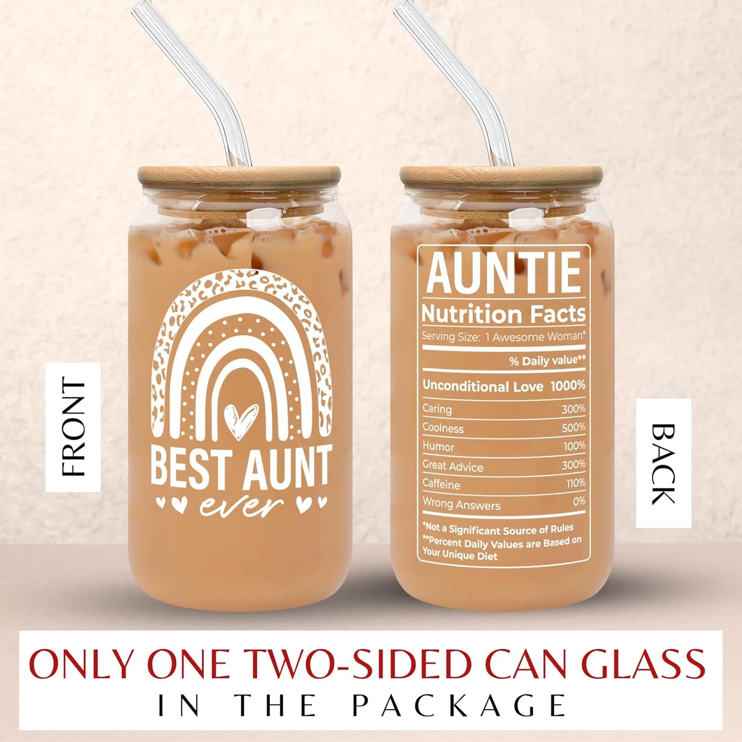 Aunt Gifts - Aunt Gifts from Niece, Nephew - Gifts for Aunt, Auntie Gifts - Aunt Birthday Gift, Christmas Gifts for Aunt, Aunt Valentine Gifts - Gifts for New Aunt, to Be Aunt - 20 Oz Can Glass