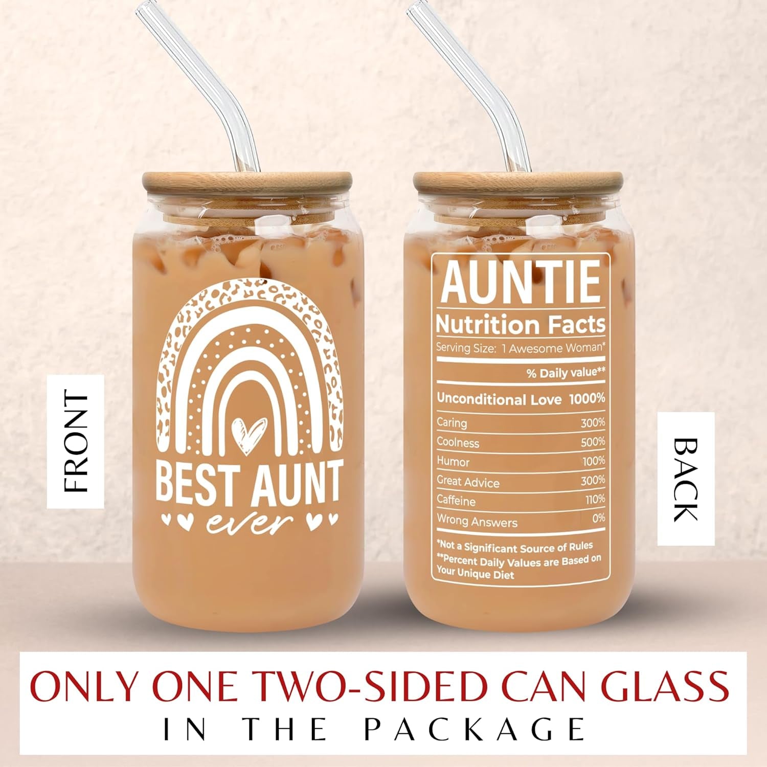 Aunt Gifts - Aunt Gifts from Niece, Nephew - Gifts for Aunt, Auntie Gifts - Aunt Birthday Gift, Christmas Gifts for Aunt, Aunt Valentine Gifts - Gifts for New Aunt, to Be Aunt - 20 Oz Can Glass