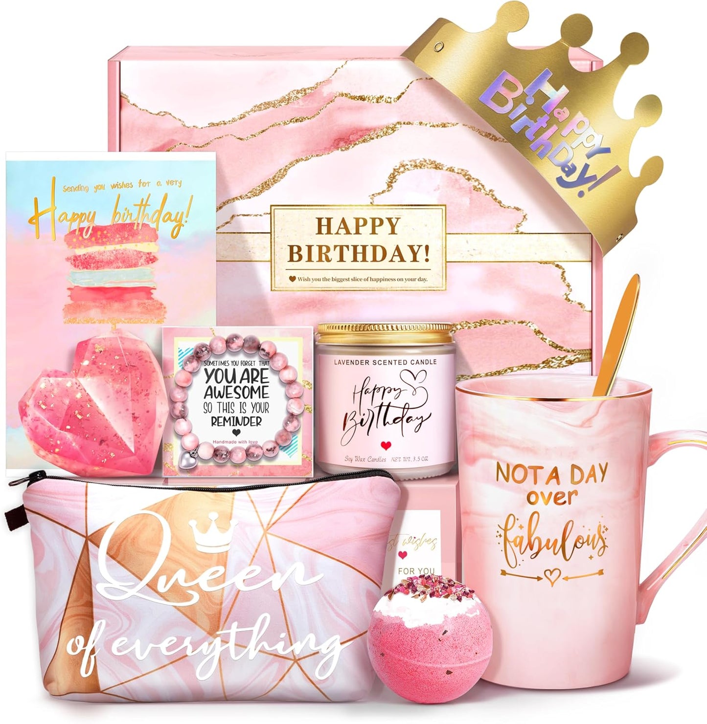 Not a Day over Fabulous Mug Gifts Set- Birthday Gifts for Women - Funny Birthday Gift Ideas for Her,Friends, Coworkers, Her, Wife, Mom, Daughter, Sister, Aunt Ceramic Marble Mug 14 Oz